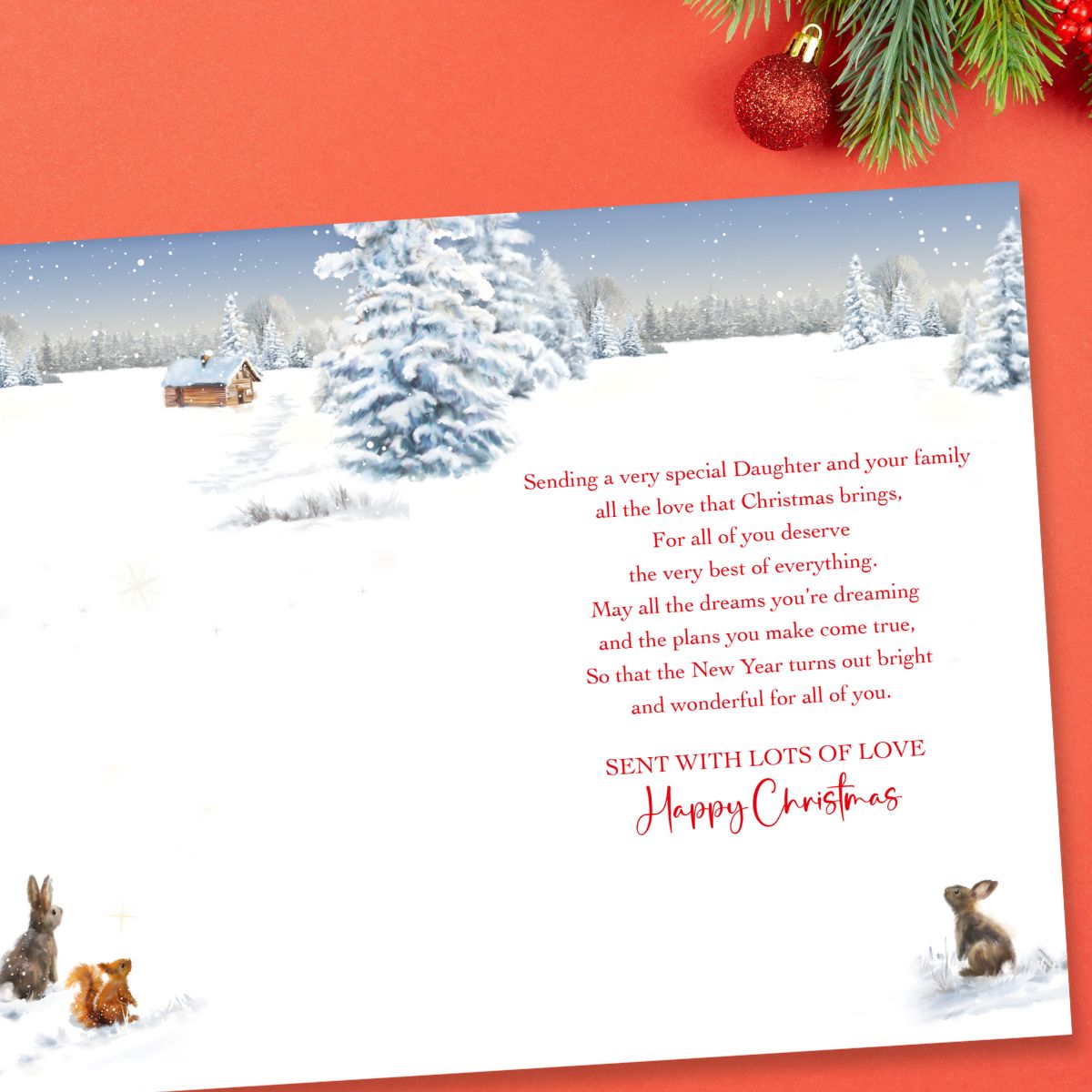 Daughter & Family Christmas Card - Snowy Woodland