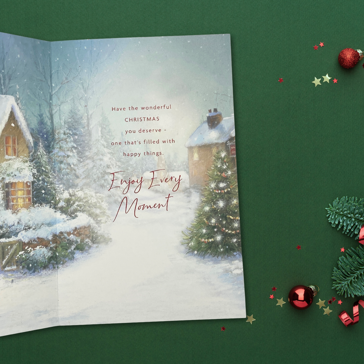 Open Christmas Card - Watermark Snow Couple