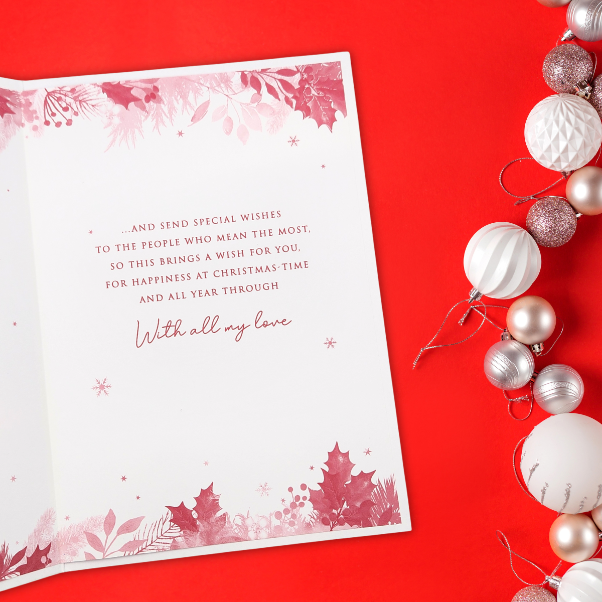 Husband Christmas Card - Pizazz Holly Berry Border