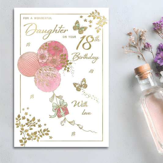 Daughter 18th Birthday Card - Shimmer Balloons