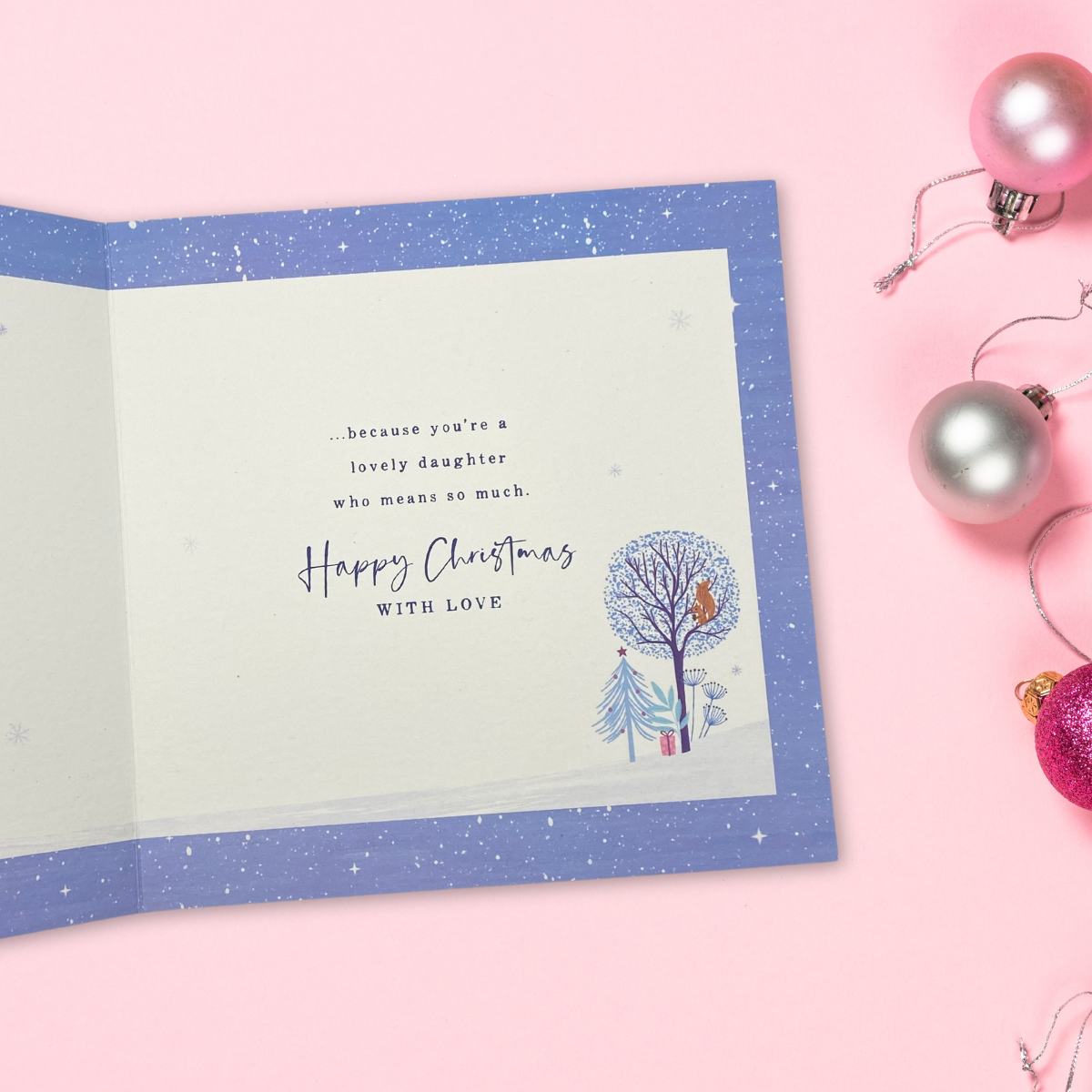 Daughter Christmas Card - 3D Effect Snow Scene