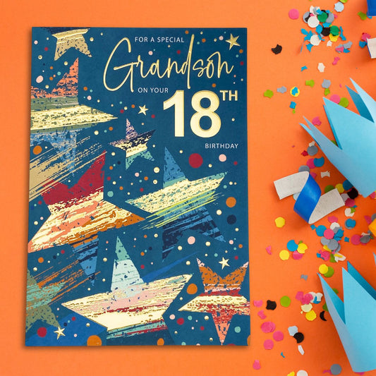 Grandson 18th Birthday Card - Lumino Stars