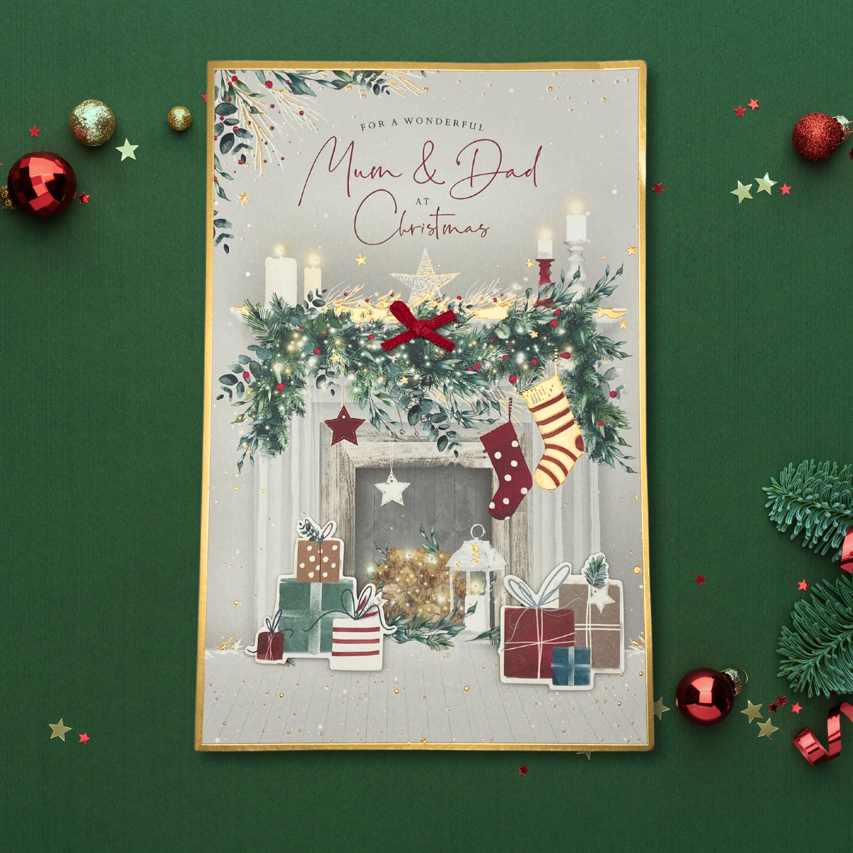 Mum & Dad Large Christmas Card - Decoupage Gifts