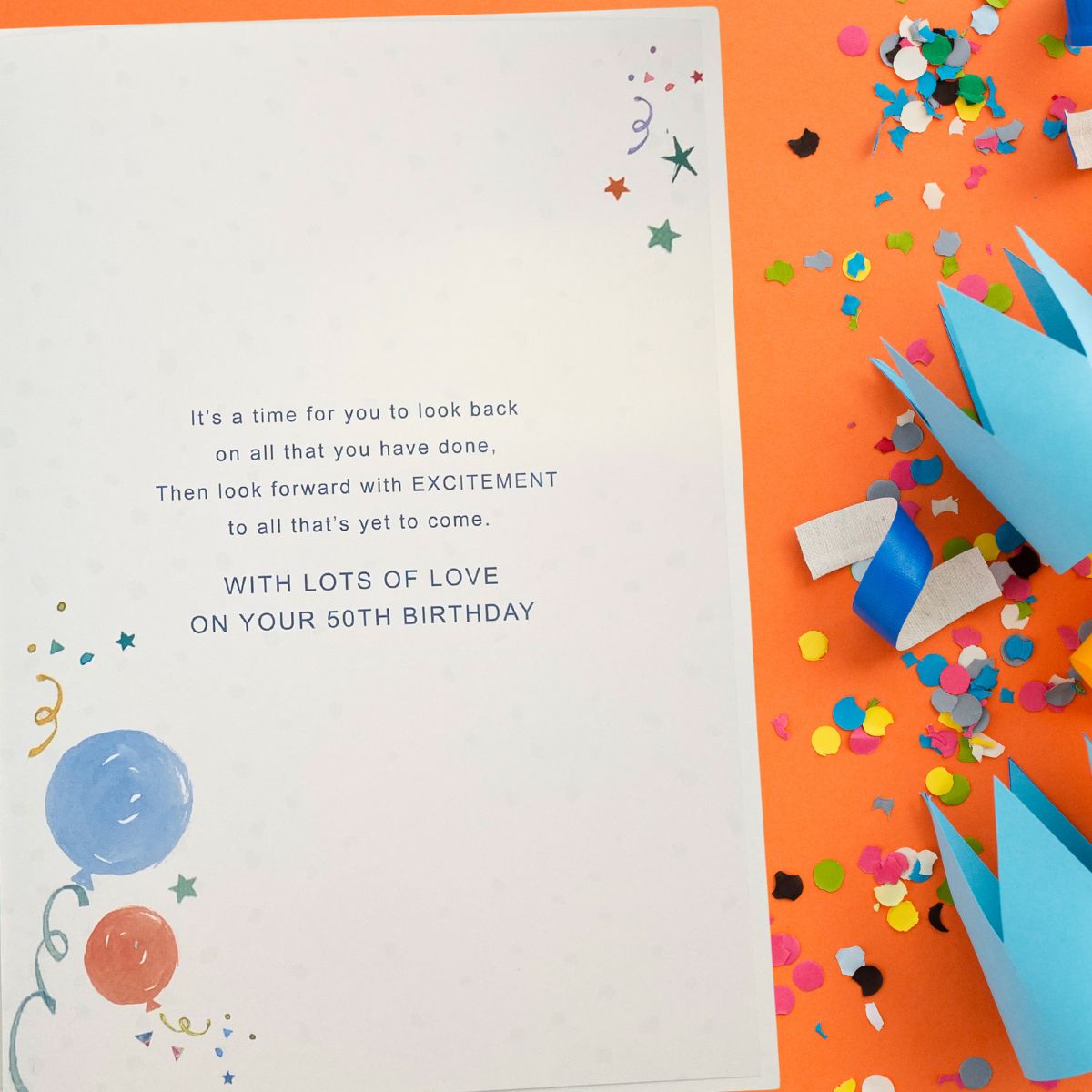 Husband 50th Birthday Card - Bubbly Confetti Pop