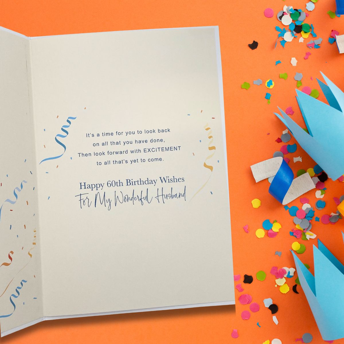 Husband 60th Birthday Card - Lumino Party Poppers