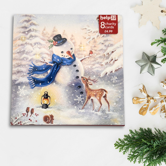 Charity Christmas Cards - 8 x Woodland Snowman