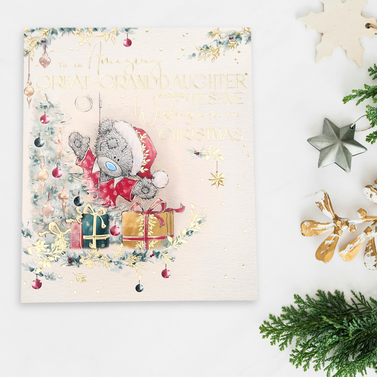 Great Granddaughter Christmas Card - Me To You Teddy Gifts