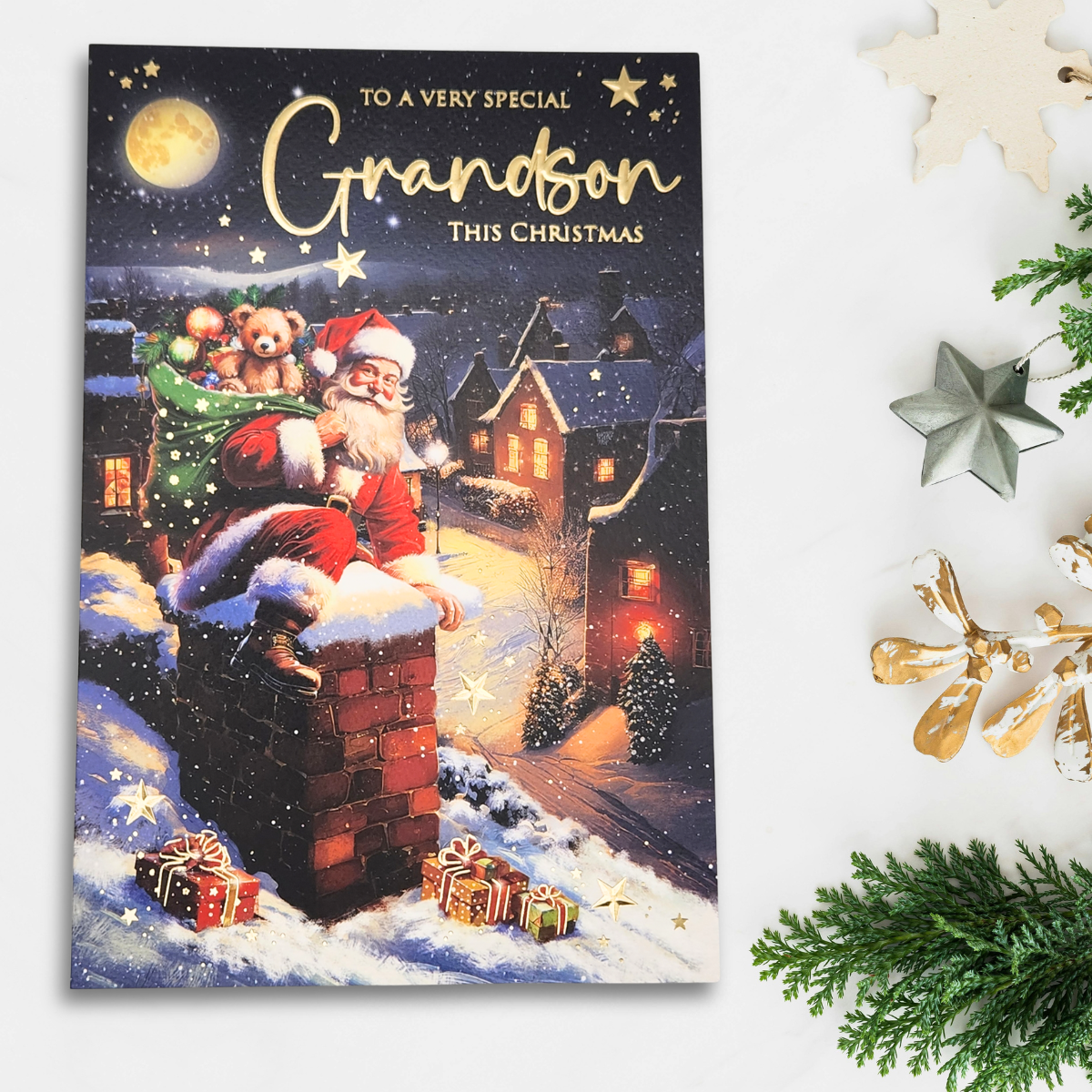 Grandson Christmas Card - Santa's On His Way