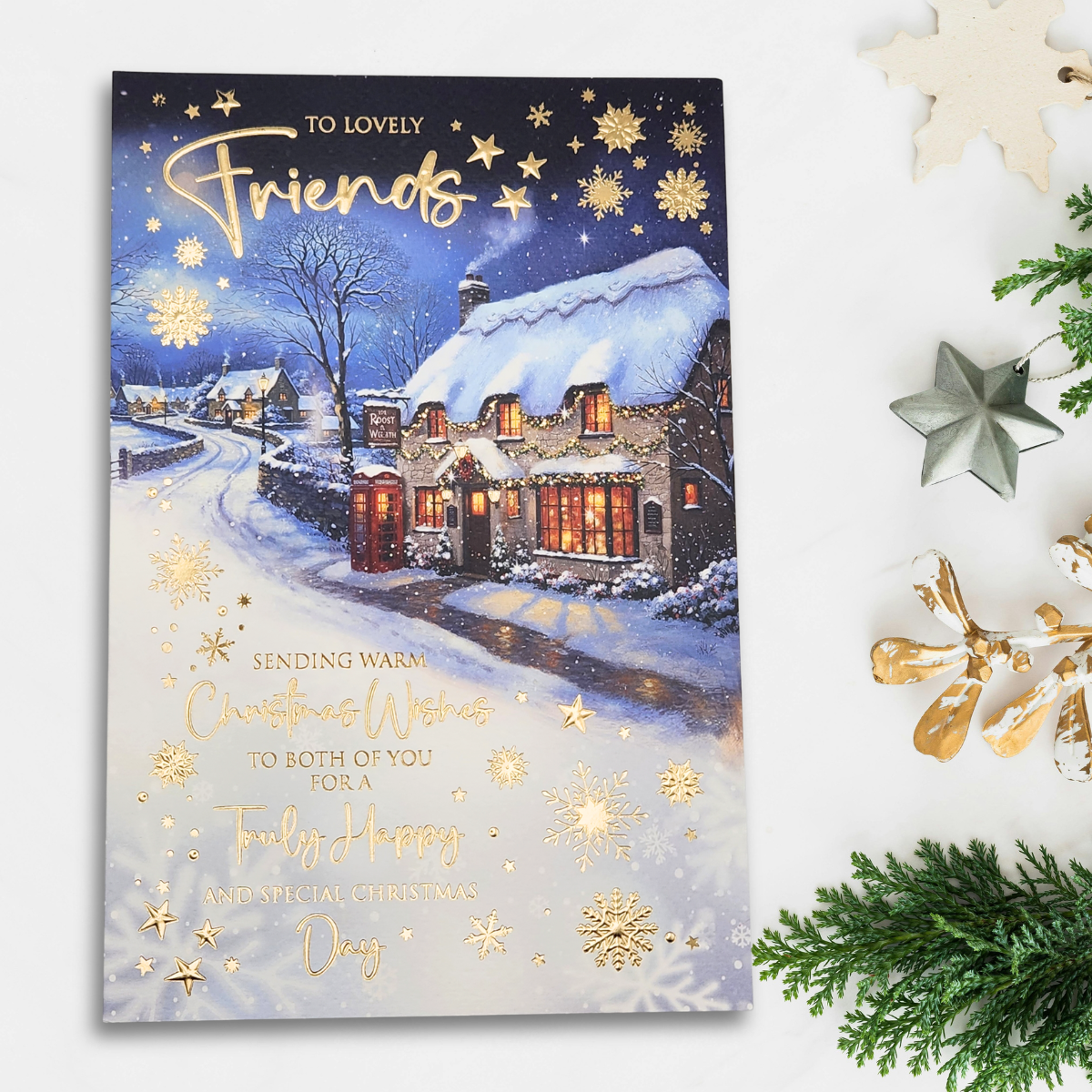 Friends Christmas Card - The Roost & Wreath