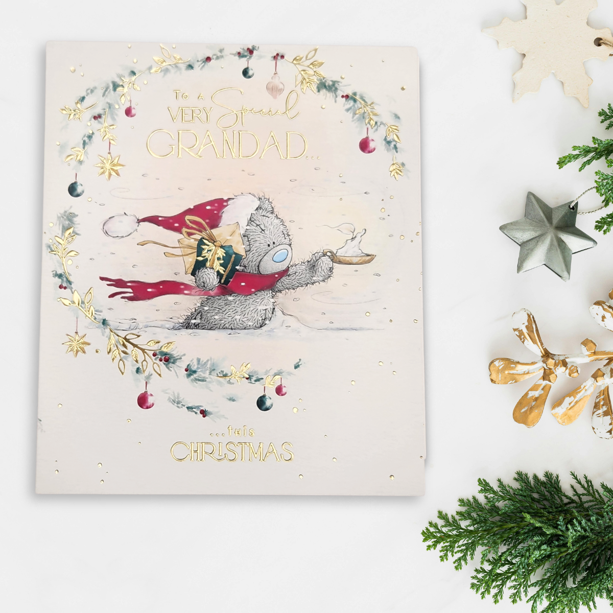 Grandad Christmas Card - Me To You Bear With Gift
