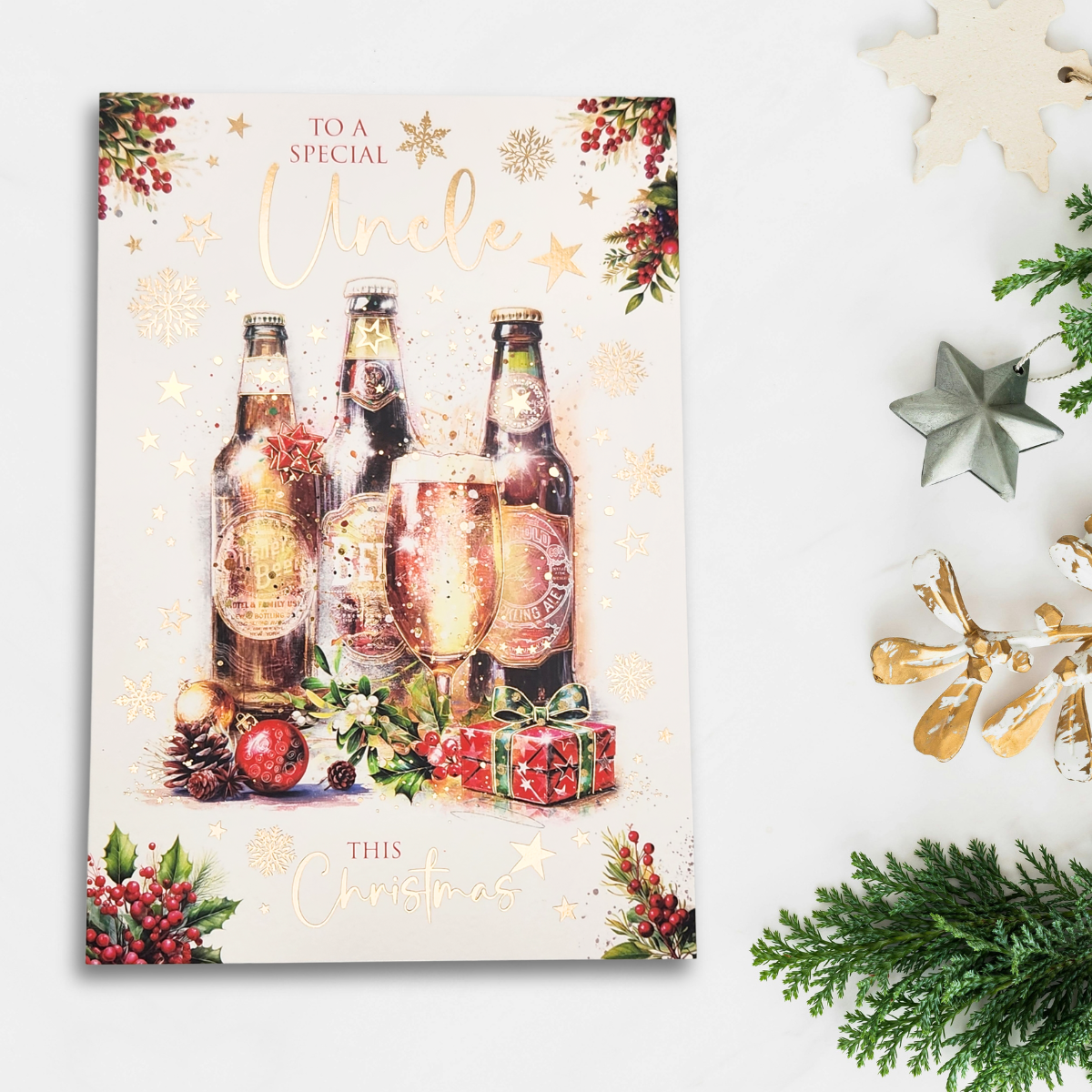 Uncle Christmas Card - Beer & Gift