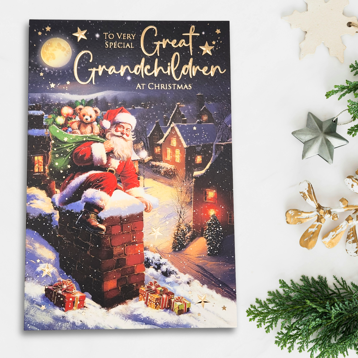 Great Grandchildren Christmas Card - Santa's On His Way