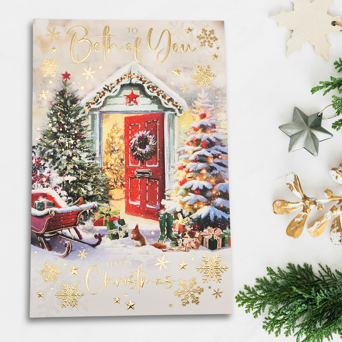 Both Of You Christmas Card - Squirrel At The Door