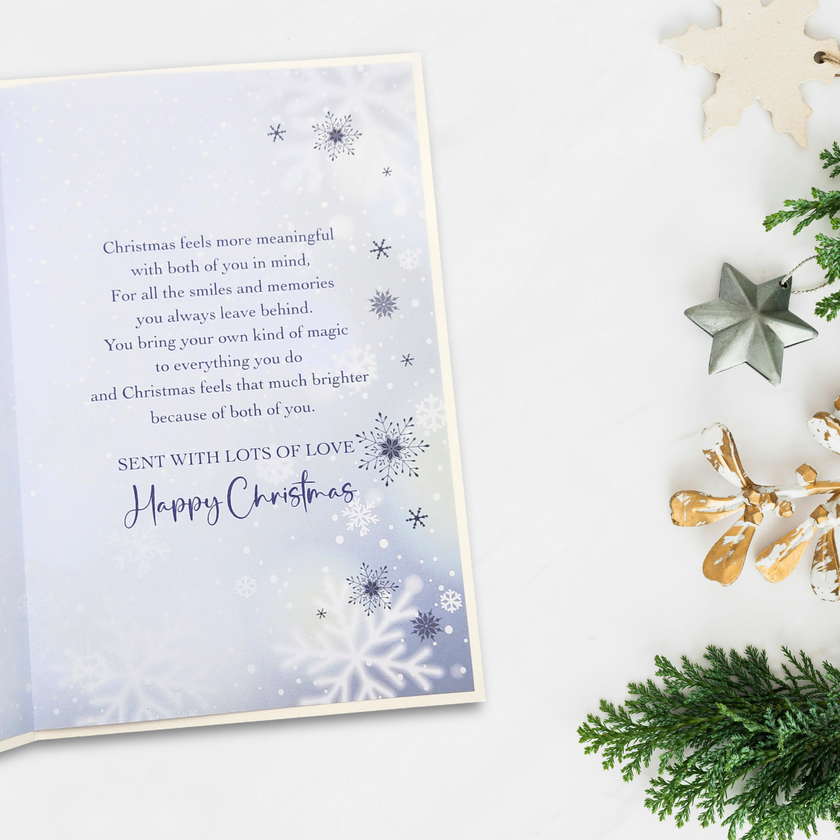 Grandson & Wife Christmas Card - Snowy Village