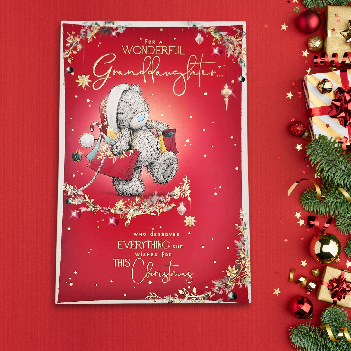 Granddaughter Christmas Card - Me To You Bear With Gifts