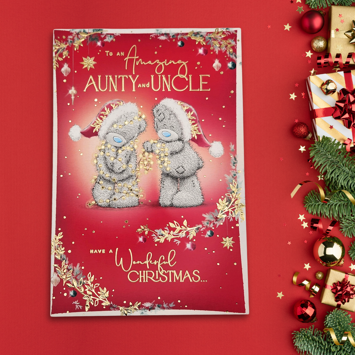 Aunty & Uncle Christmas Card - Me To You Bears Lights