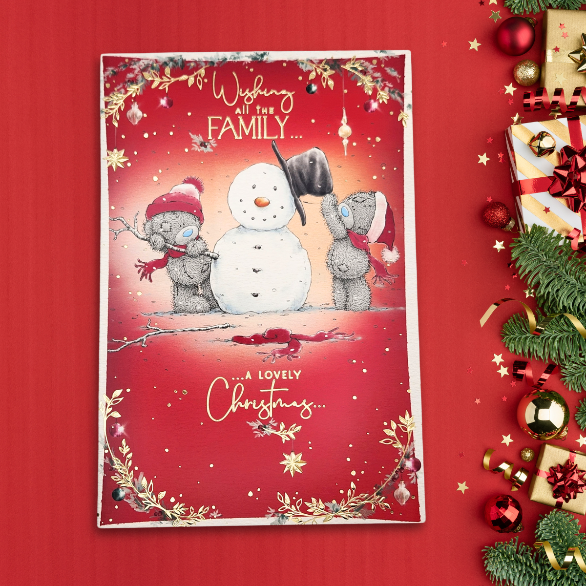 To All The Family Christmas Card - Me To You Bear Snowman