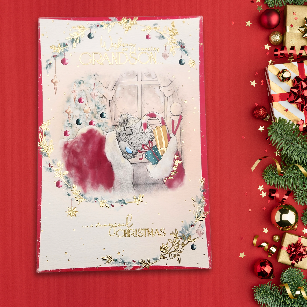 Grandson Christmas Card - Me To You Bear Sleeping