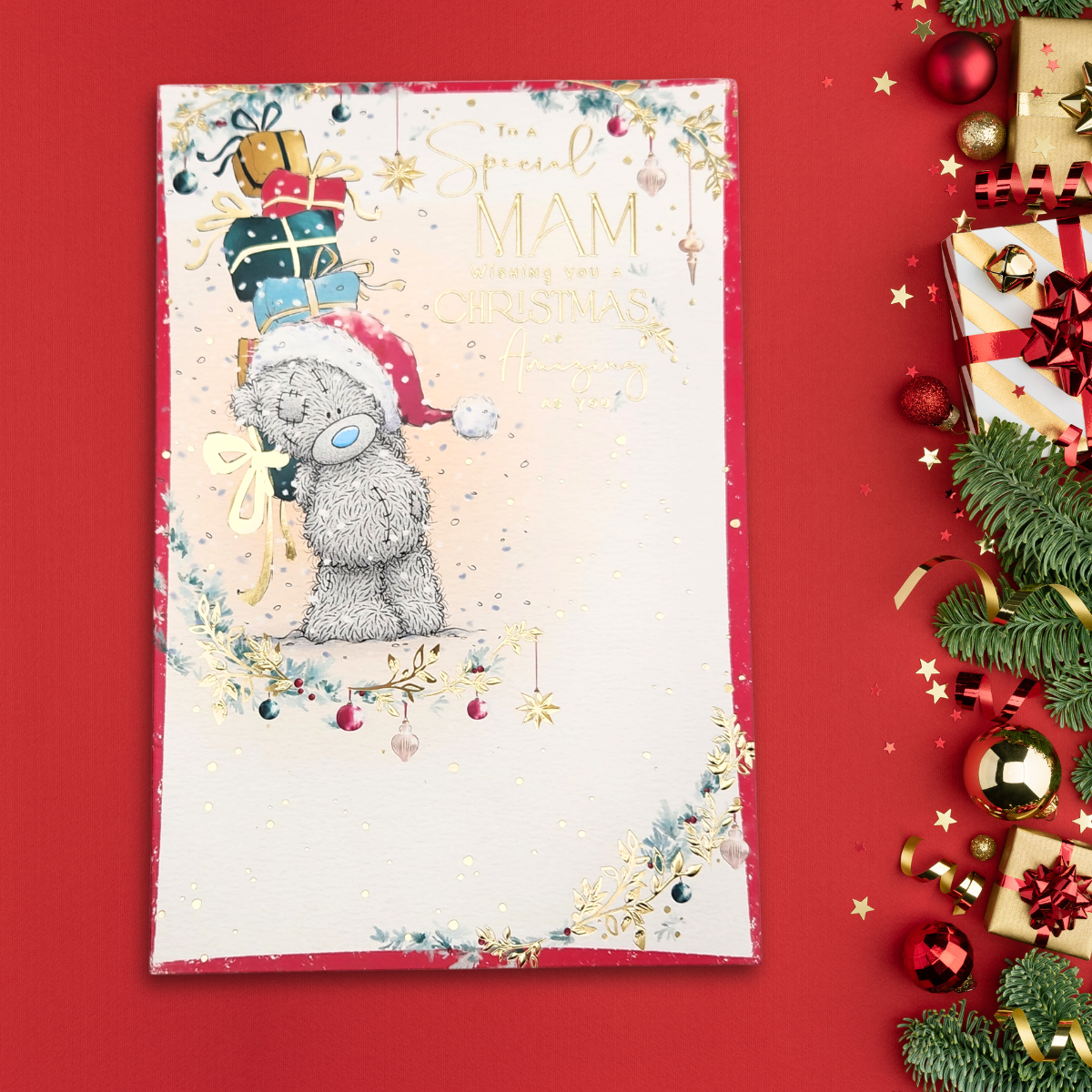 Mam Christmas Card - Me To You Bear With Gifts