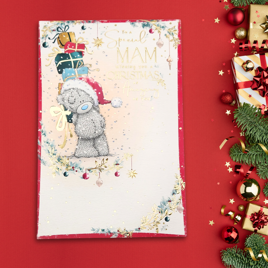 Mam Christmas Card - Me To You Bear With Gifts
