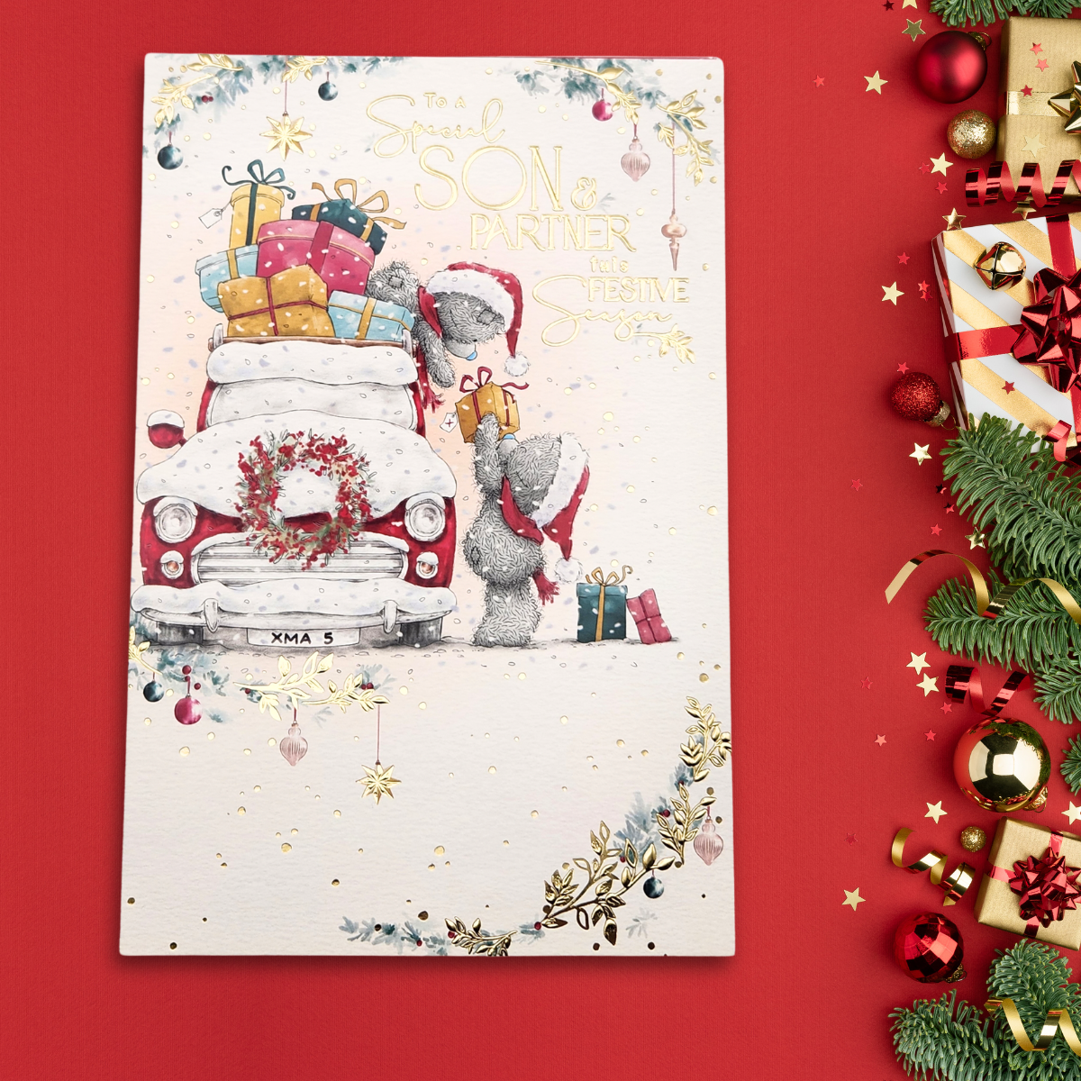 Son & Partner Christmas Card - Me To You Car & Gifts