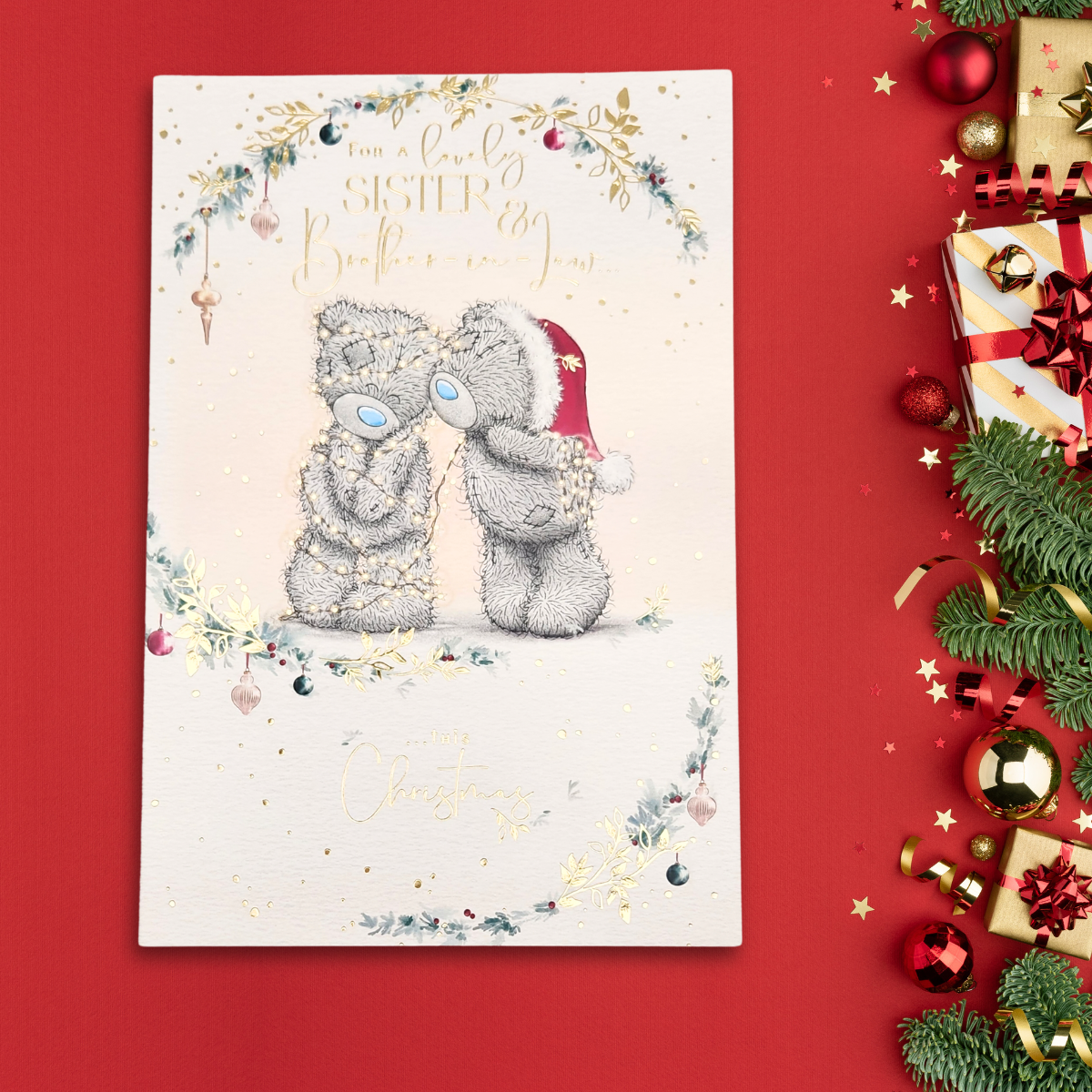 Sister & Brother-In-Law Christmas Card - Me To You Bears Christmas Lights