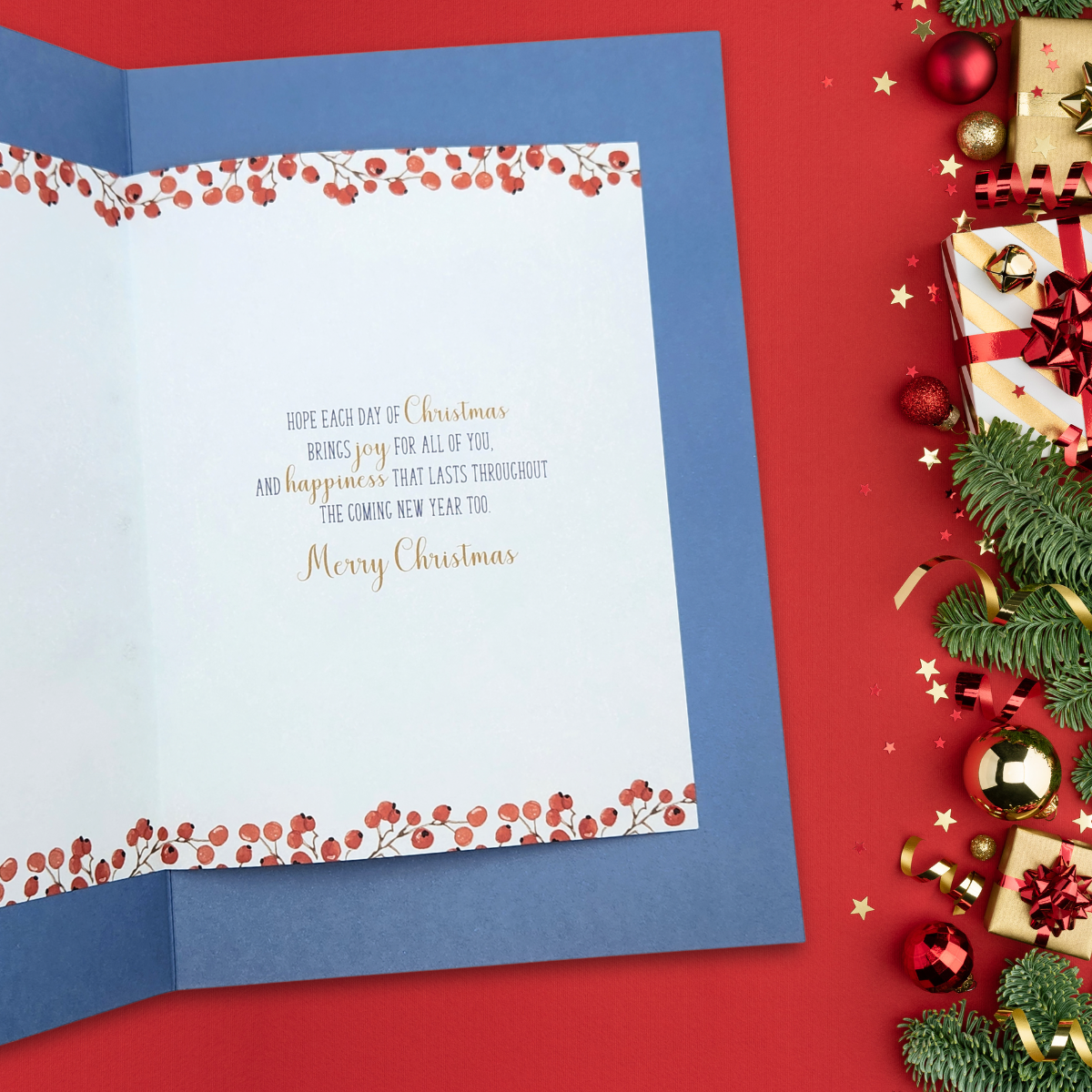 Niece & Family Christmas Card - Wishing Well Robins