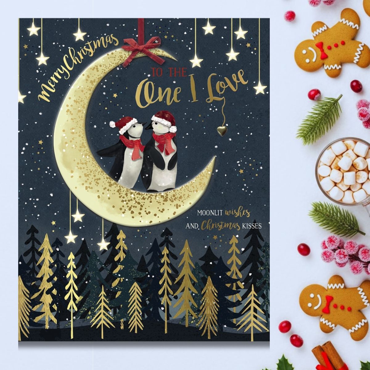 One I Love Boxed Christmas Card - Penguins