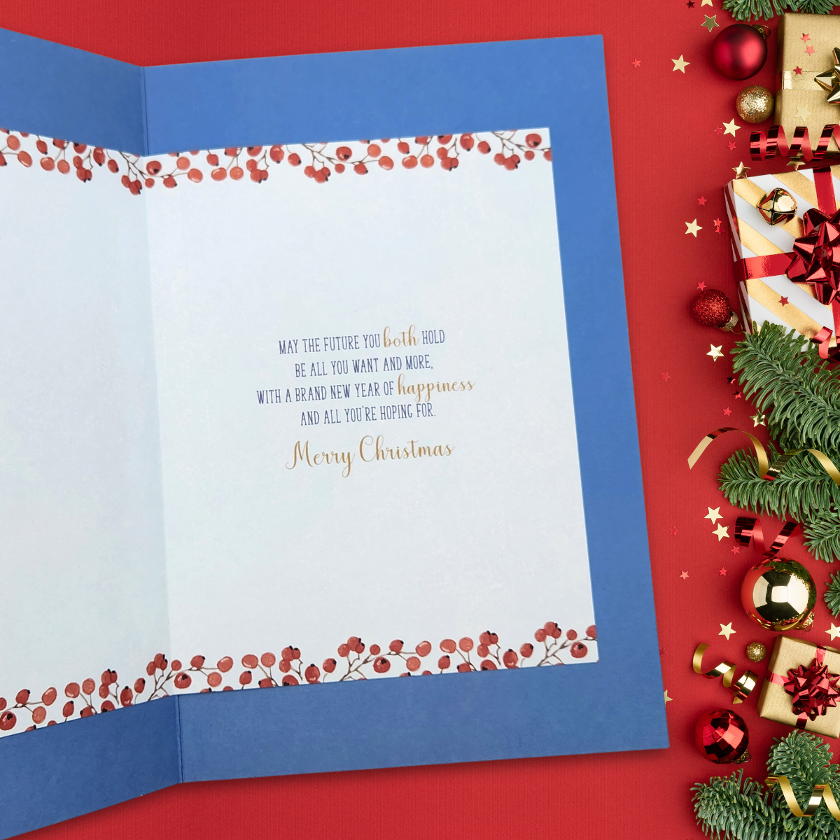 Sister & Partner Christmas Card - Wishing Well Robins