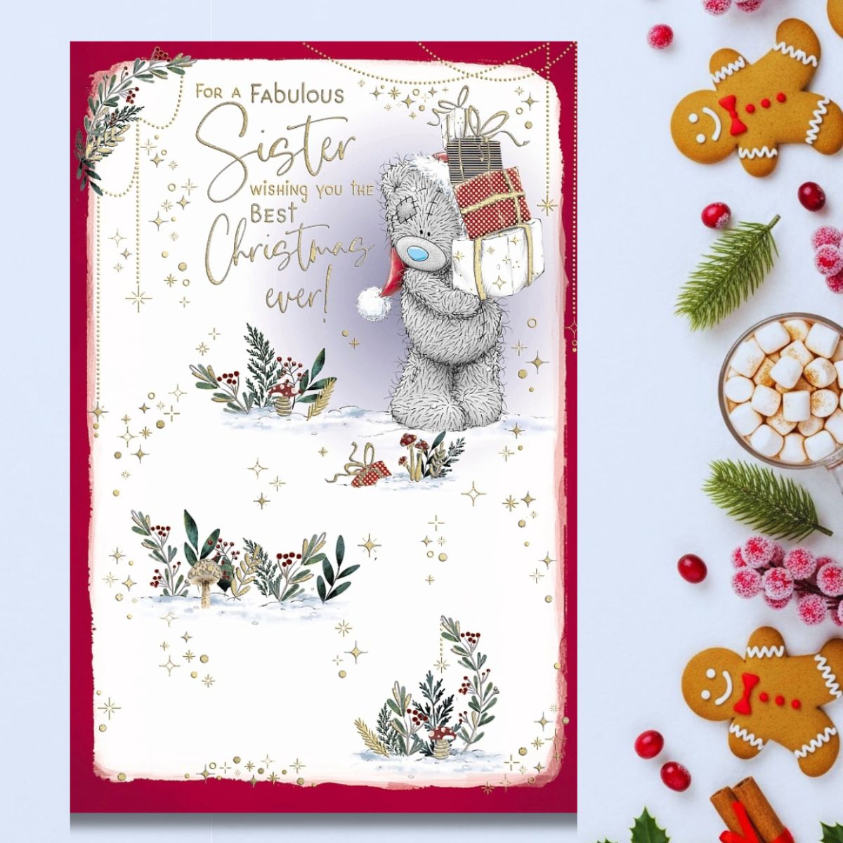 Sister Christmas Card - Me To You Bear Carrying Gifts