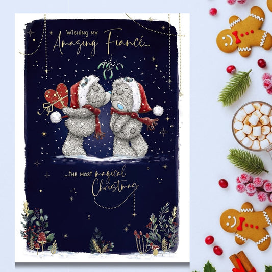 Fiancé Christmas Card - Me To You Bear Giving Kiss