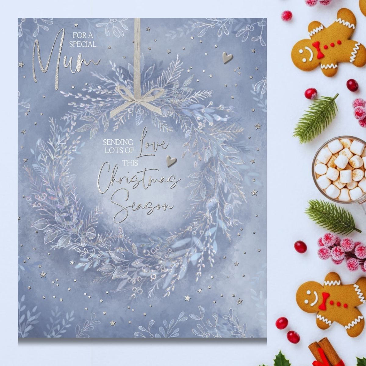 Mum Boxed Christmas Card - Wreath