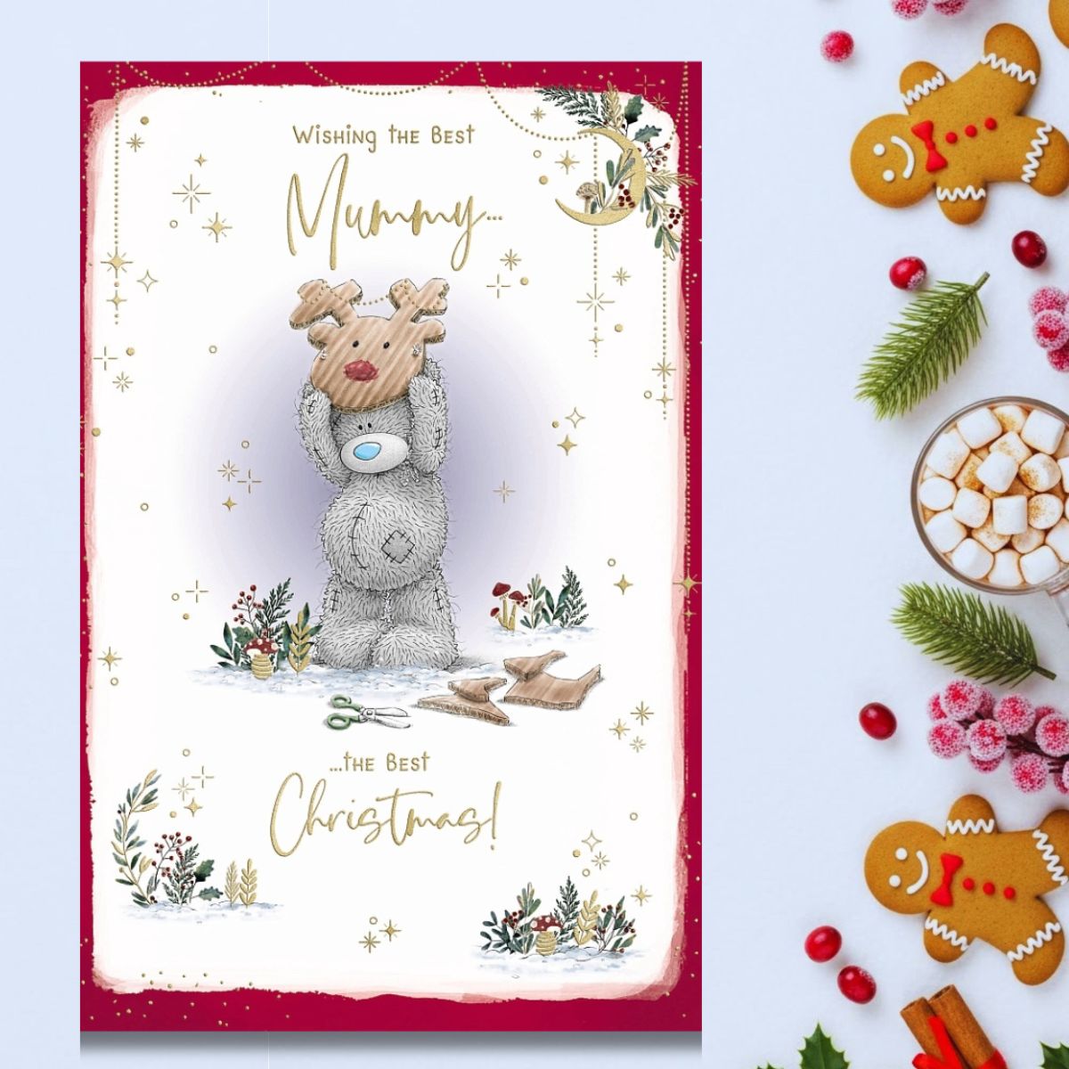 Mummy Christmas Card - Me To You Bear Holding Reindeer