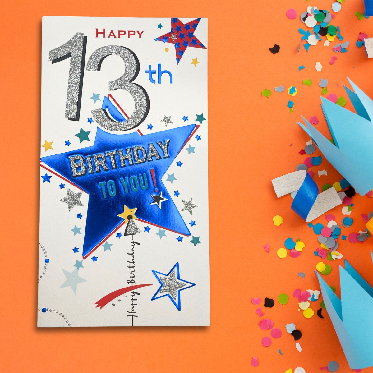 13th Birthday Card - Signature Star Balloon