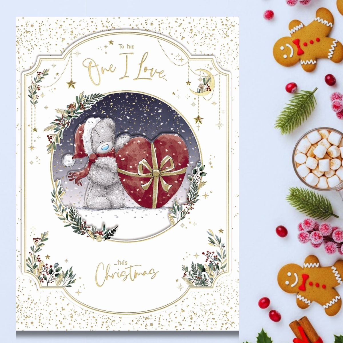 One I Love Boxed Christmas Card - Me To You Bears With Gift