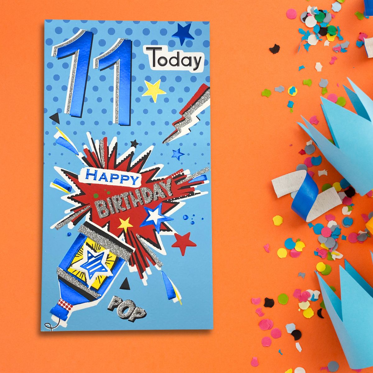 11th Birthday Card - Signature Party Popper