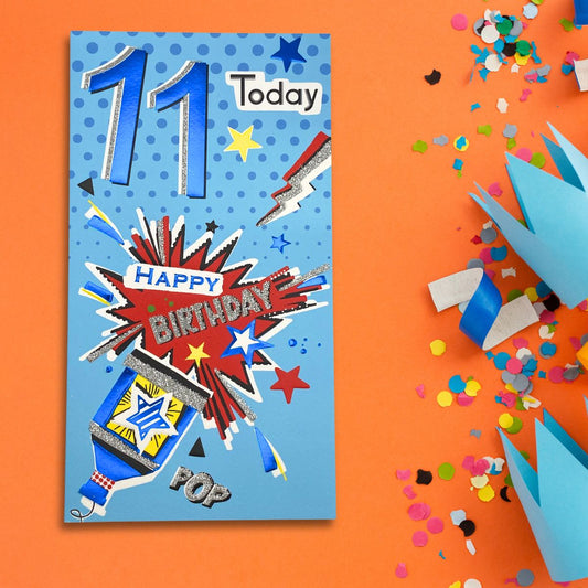 11th Birthday Card - Signature Party Popper