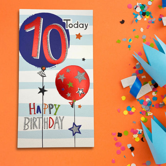 10th Birthday Card - Signature Balloons