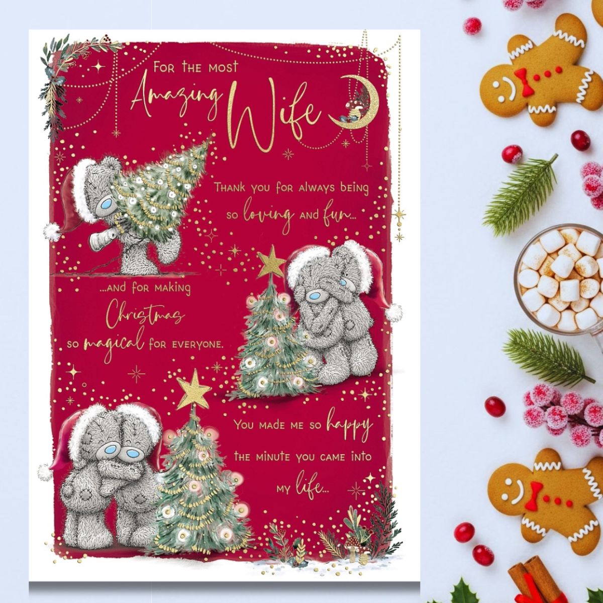 Wife Christmas Card - Me To You Bear Christmas Tree