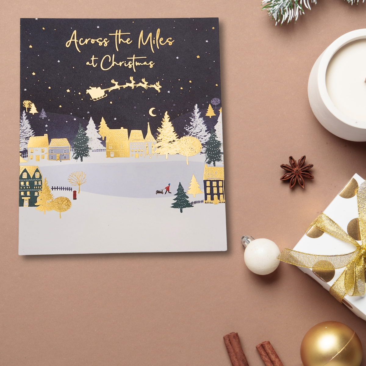 Across The Miles Christmas Card - Golden Sleigh