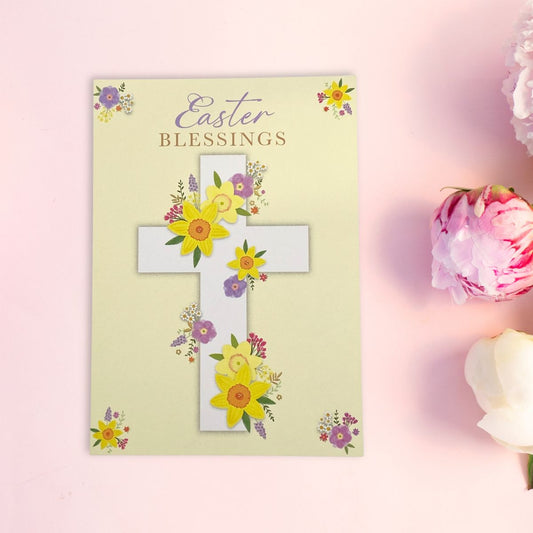 Open Easter Card - Floral Crucifix