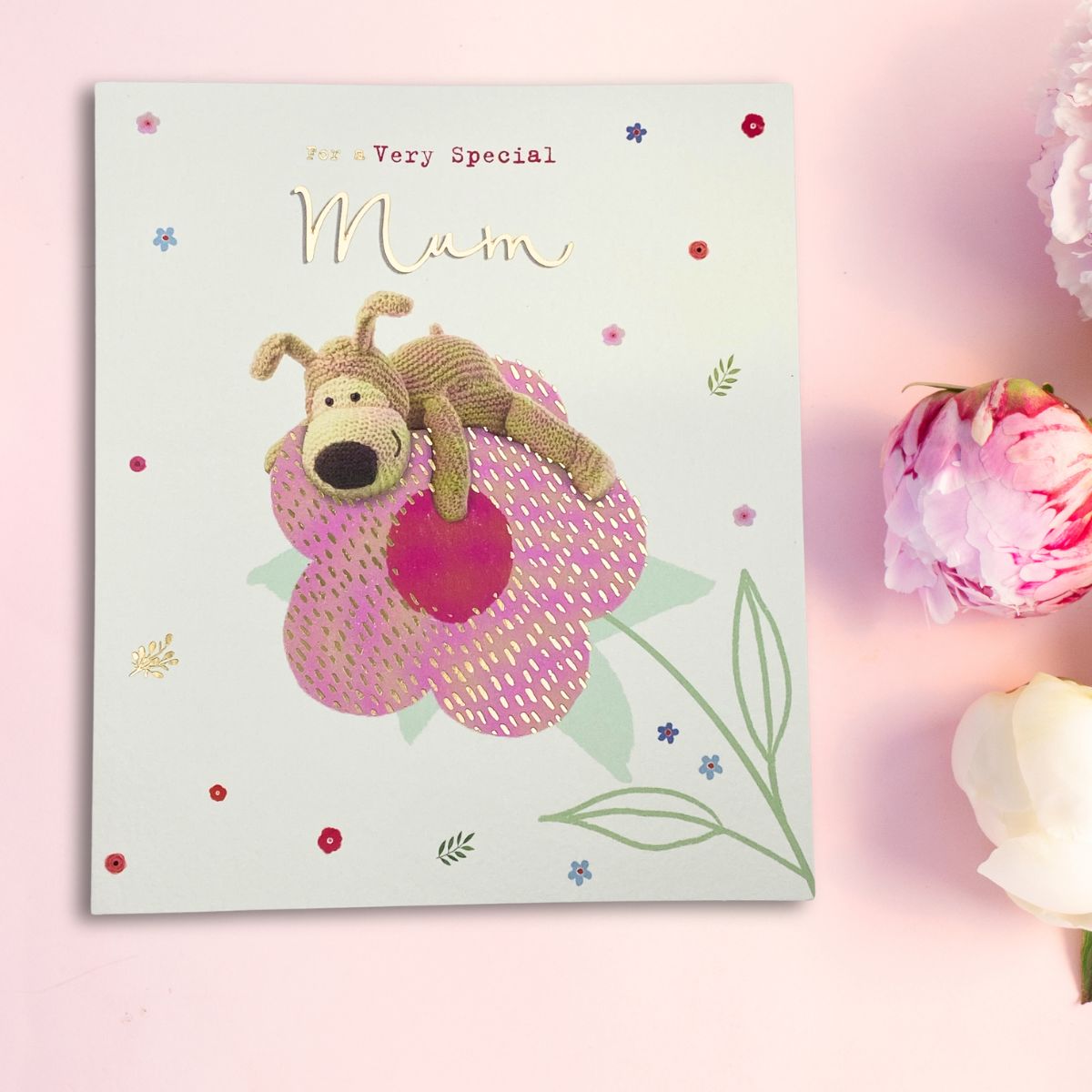 Mum Birthday Card - Boofle Bear Flowers