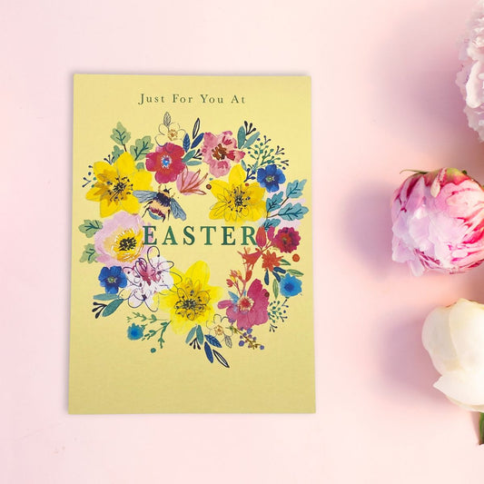 Open Easter Card - Floral Garland