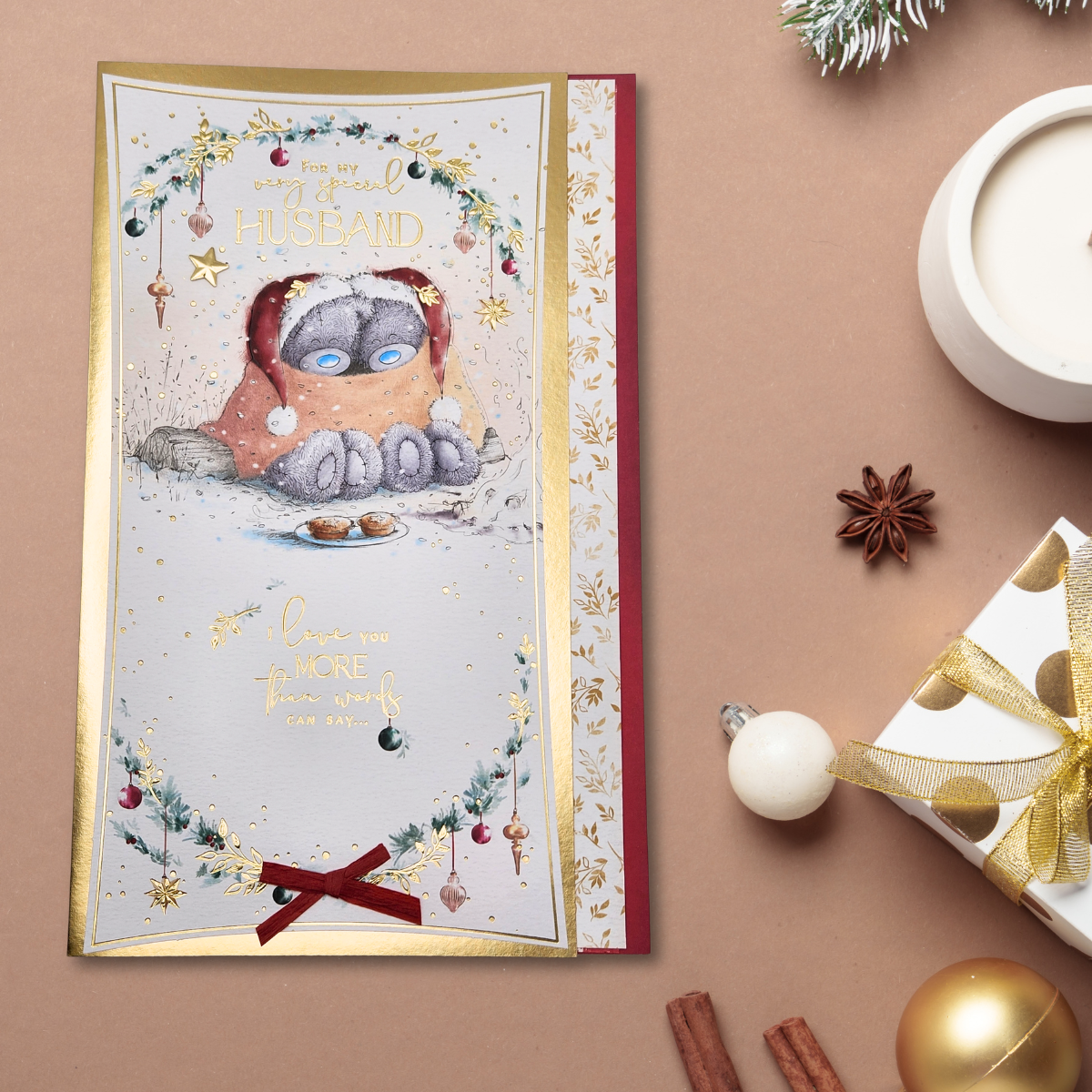 Husband Large Christmas Card - Love You More Than Words