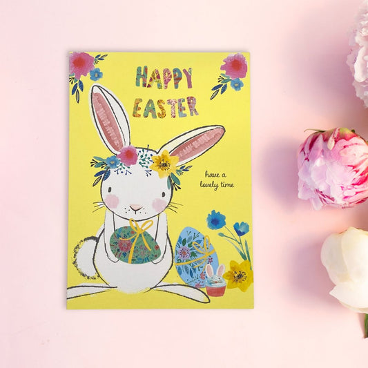 Open Easter Card - Bunny & Eggs