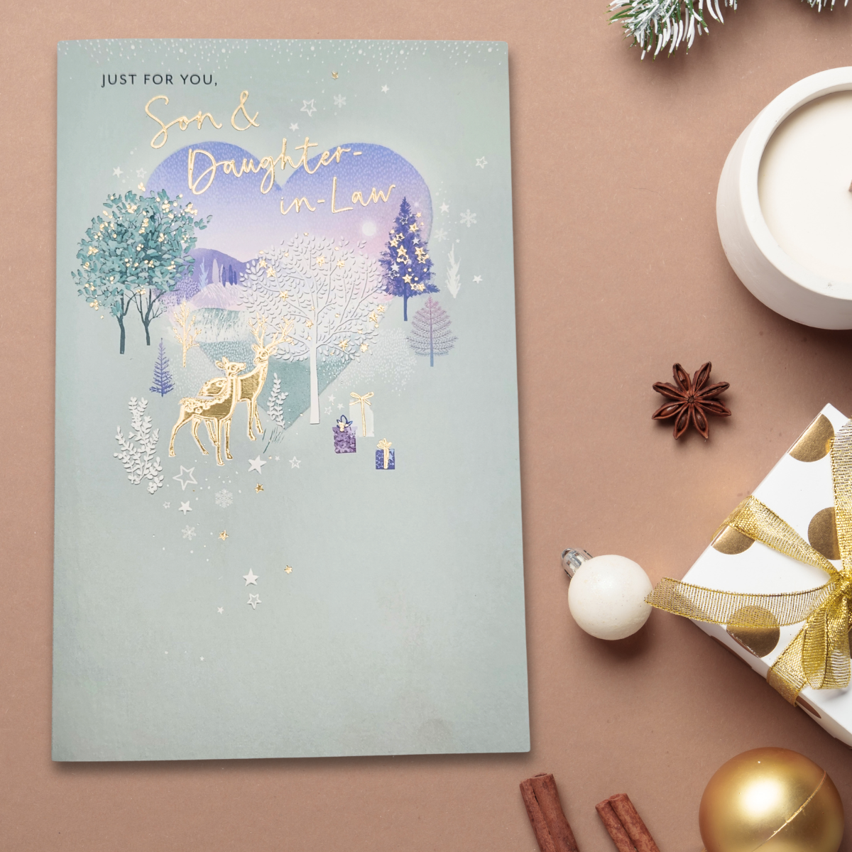Son & Daughter-In-Law Christmas Card - Golden Deer