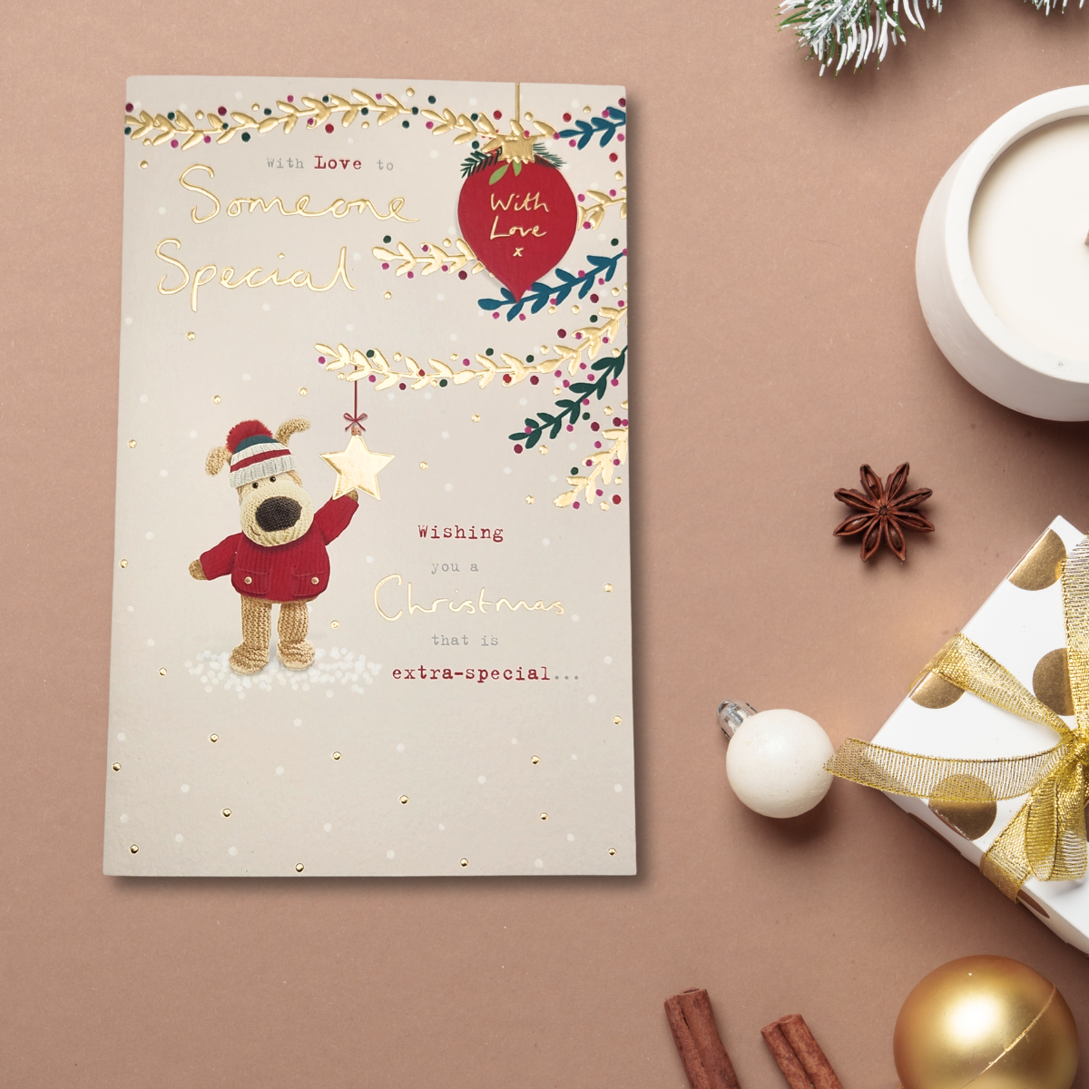 Someone Special Christmas Card - Boofle Bear & Star