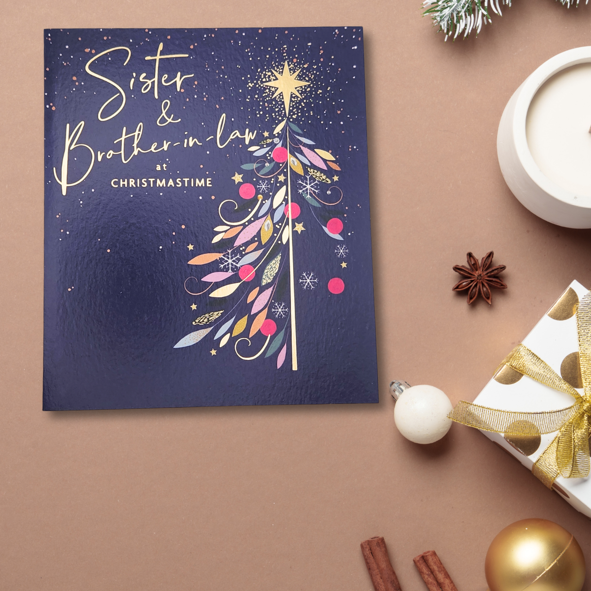 Sister & Brother-In-Law Christmas Card - Illustrated Tree
