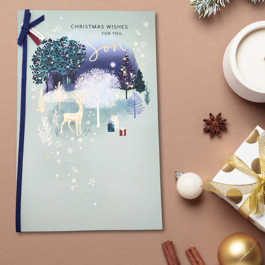 Son Large Christmas Card - Deer & Trees