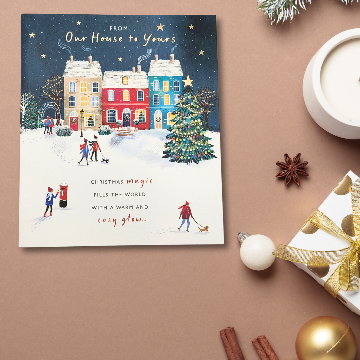Our House To Yours Christmas Card - Illustrated Snow Scene